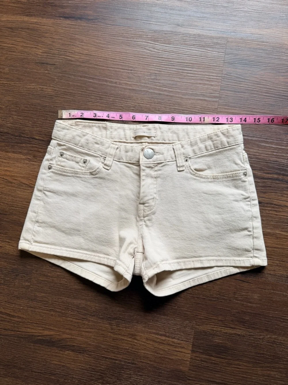 Washing Room 100% Cotton Cream Denim Jean Shorts - Low Rise Summer Staple